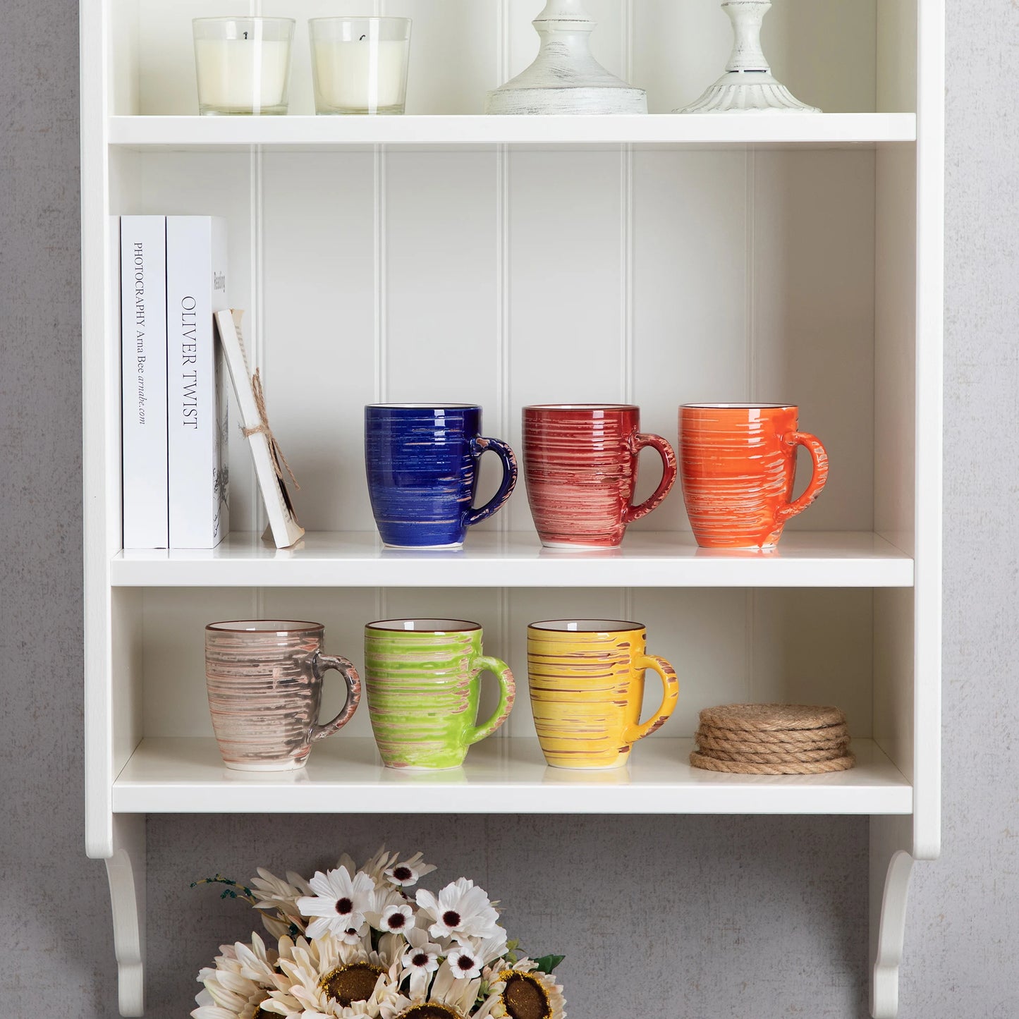 Vancasso ALBERO 6/12 Piece Vintage Coffee Cup Set in Shabby Chic Design Milk Mug Service for 6 people