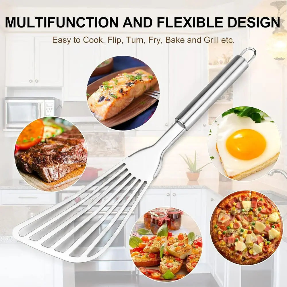Premium 2-Piece Stainless Steel Turner and Cooking Grilling Spatula
