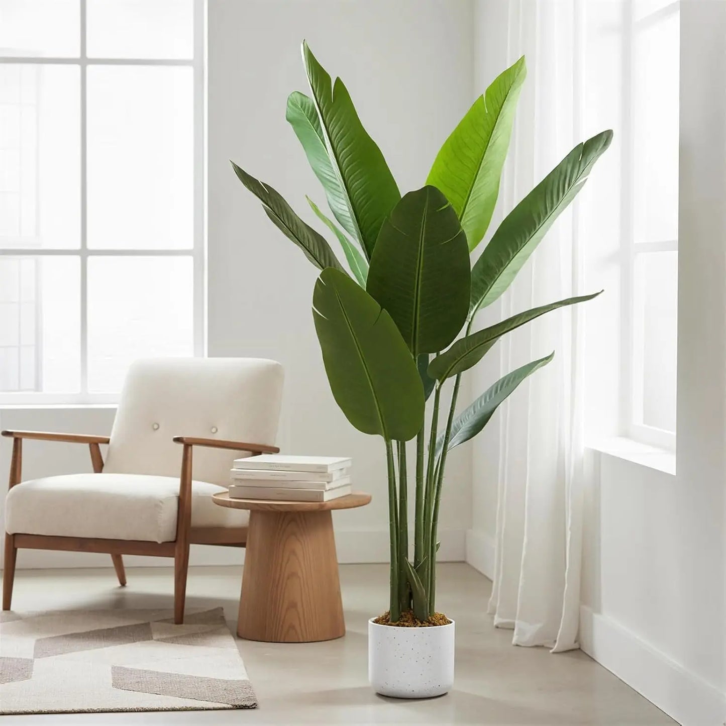 Artificial Banana Tree in Pot,115cm Artificial Bird of Paradise Plant, Faux Palm Tree, Faux Floor Plants Tropical Tree for Porch