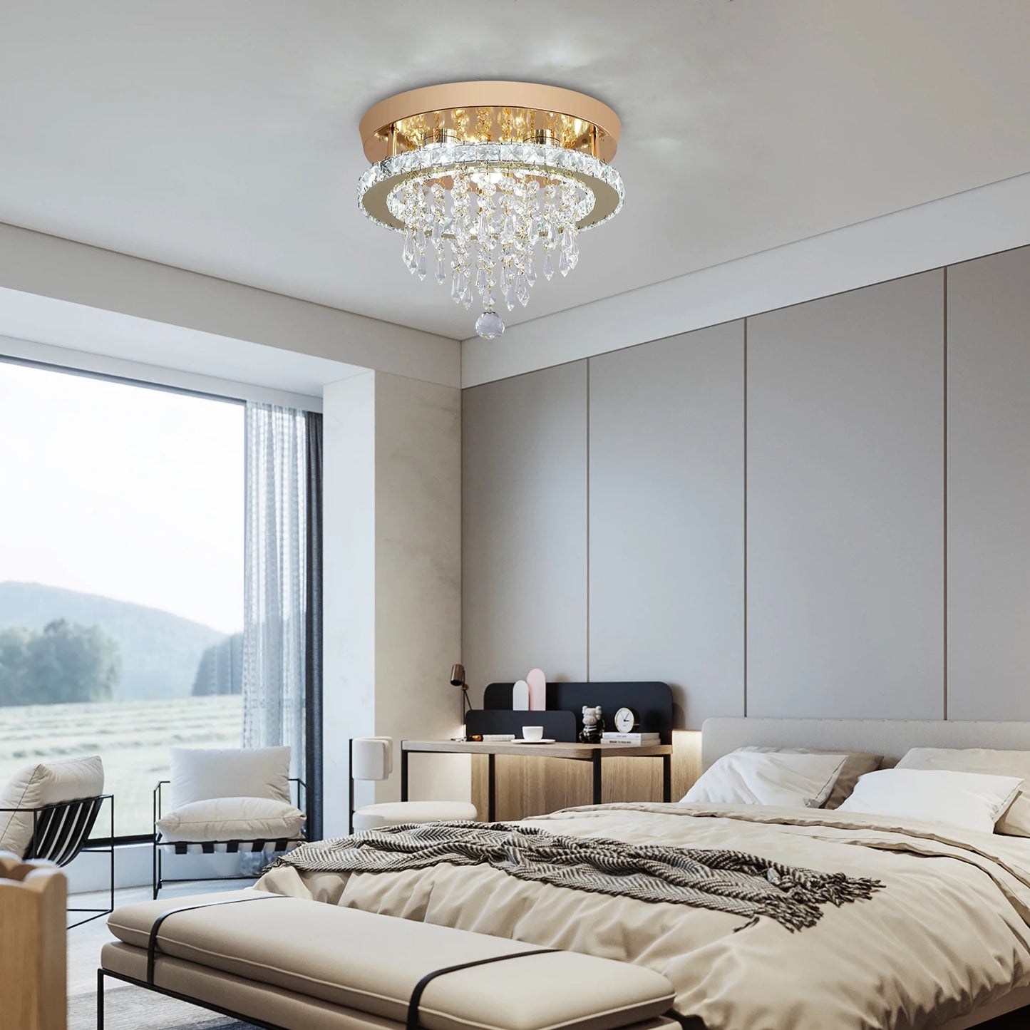 GreeLustr Luxury Crystal Chandelier Lustre Design Gold Modern Led Ceiling Light Living Room Bedroom Hanging Lamp Lighting