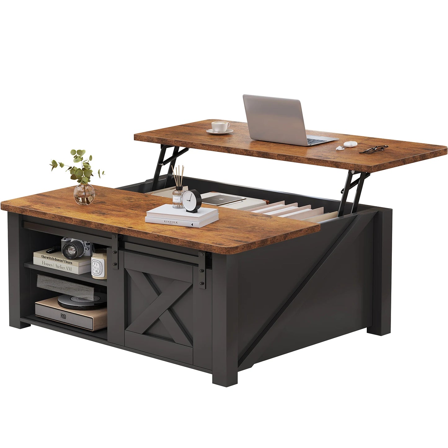 31.5IN Wood Lift Top Coffee Tables Square Living Room Adjustable Storage Shelf Easy Lift Or Lower For Tea Dining Tables