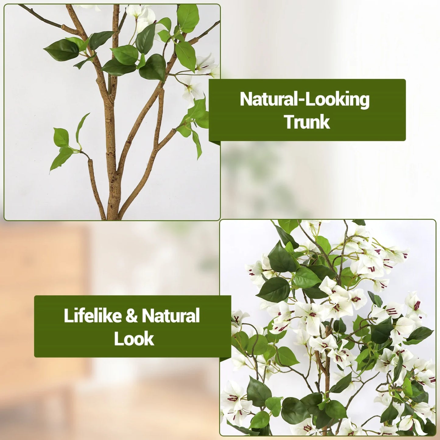 5FT tall Artificial tree in a pot, lifelike artificial potted plant with flowers for office, wedding and home Decor