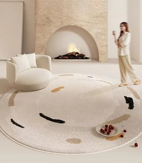 Cream Style Bedroom Decor Carpet Large Area Round Carpets for Living Room Home Thicken Washable Floor Mat Fluffy Soft Lounge Rug