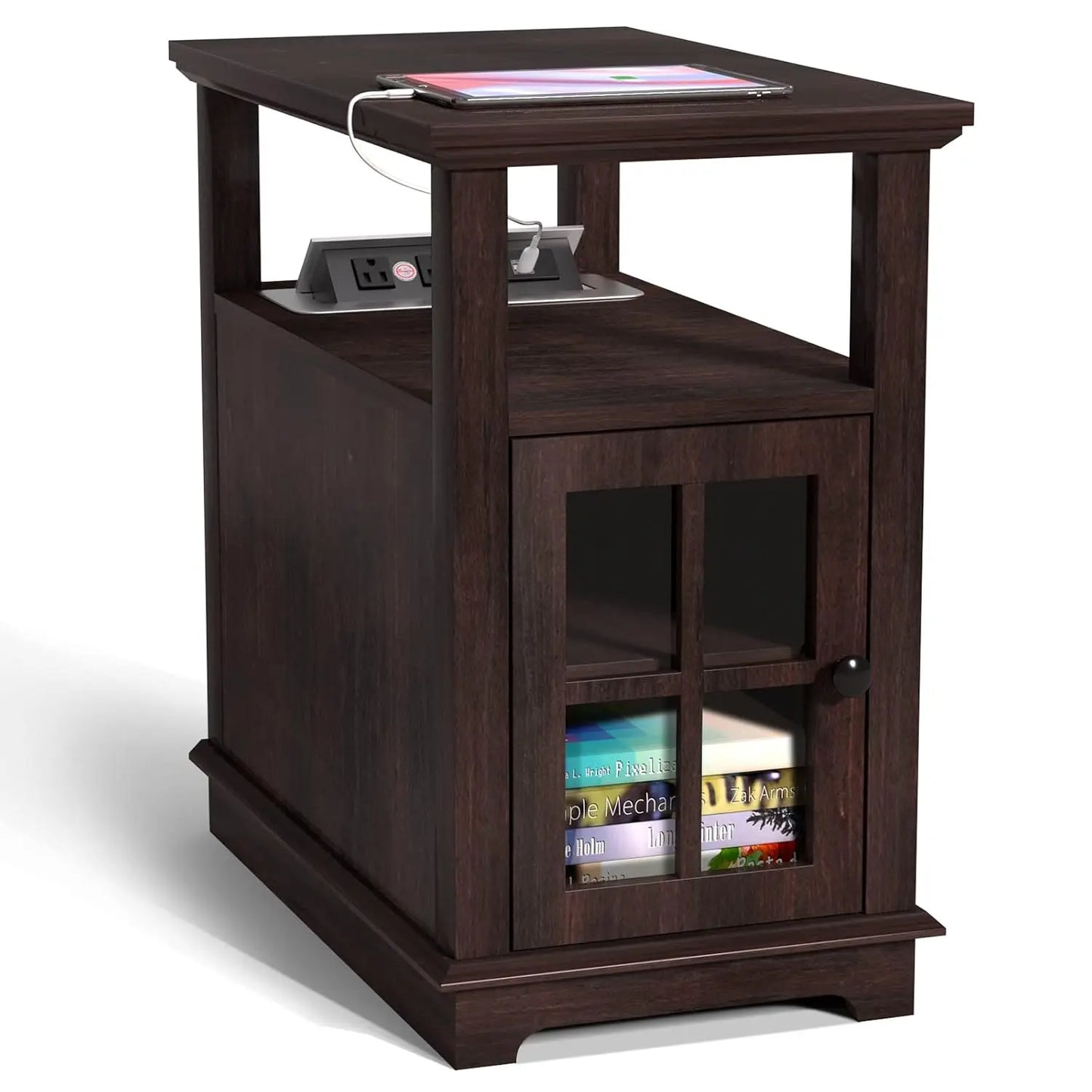 End Table, End Tables Living Room, Storage End Tables, Side Table with Charging Station, Charging Nightstand for, Customized