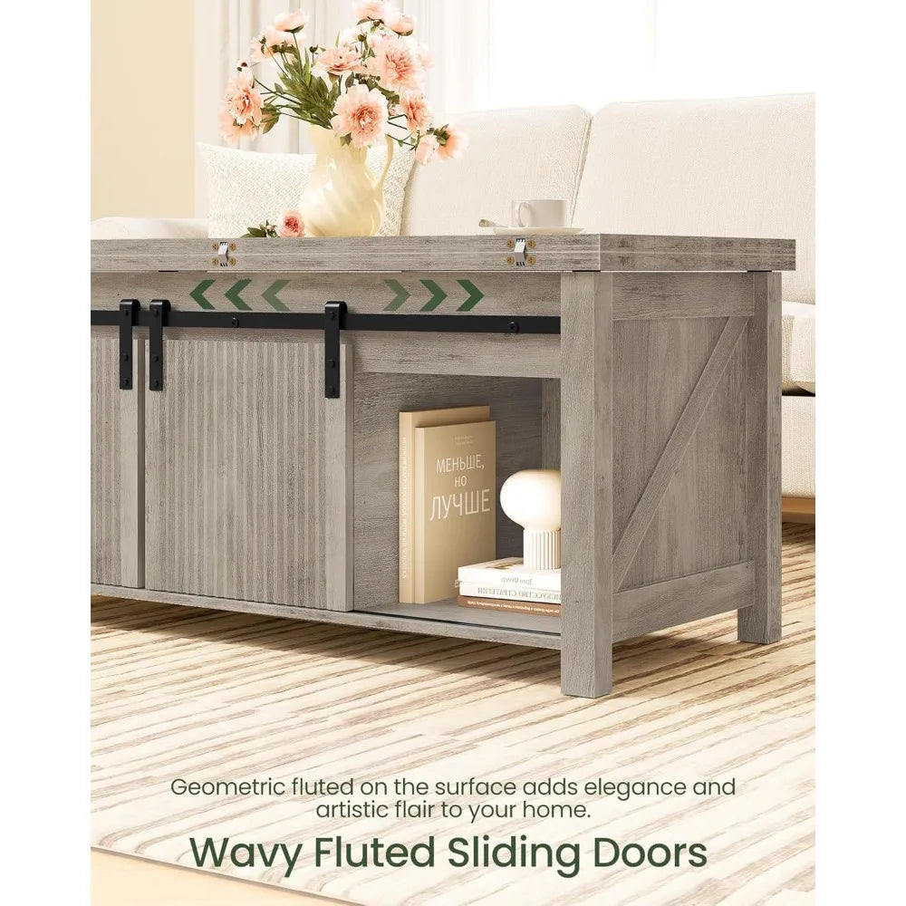 Preferred Lift Top Coffee Table, 4 in 1 Versatile Coffee Table, Farmhouse Convertible Coffee Tables, with Hidden Compartments, w