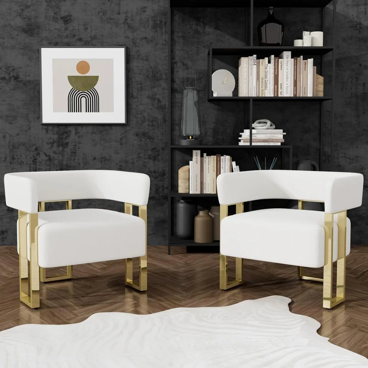 Modern Velvet Barrel Accent Chairs Set of 2, Comfy Reading Armchair for Living Room & Bedroom, Custom