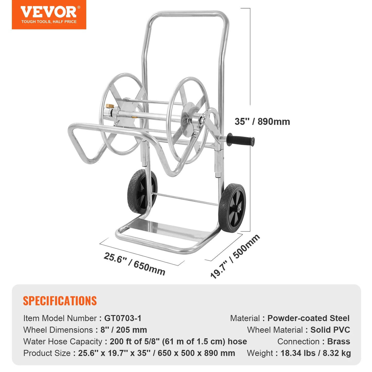 Hose Reel Cart 250ft Heavy Duty Garden Water Yard Planting w/ Basket Effortless Roll-up Versatile Application Steel