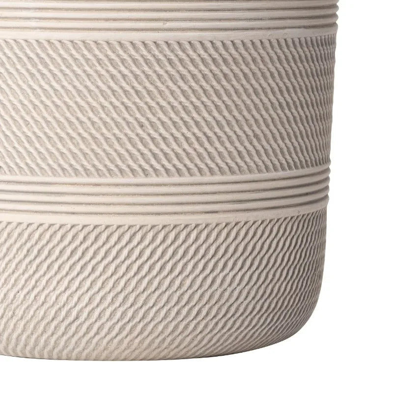8" x 8" x 7.2" Round White Ceramic Tye Plant Planter