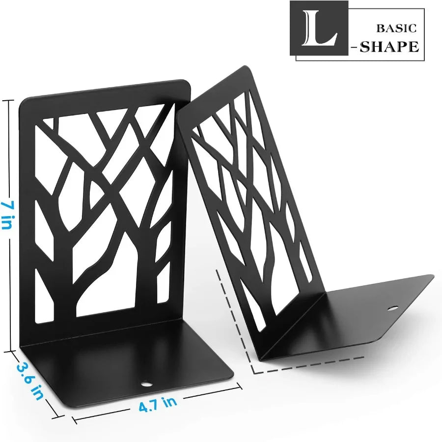 MaxGear Book Ends Tree Design Modern Bookends for Shelves Non-Skid Bookend Heavy Duty Metal Book Stopper for Books/DVDs Decorat