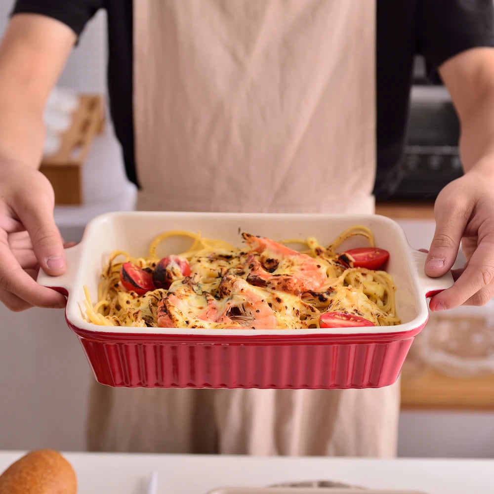 4-Piece Table Baking Dish Plate Set with Ceramic Handle Oven to Ideal for Lasagne/Pie/Casserole/Tapas(9"/11"/12"/13.3")