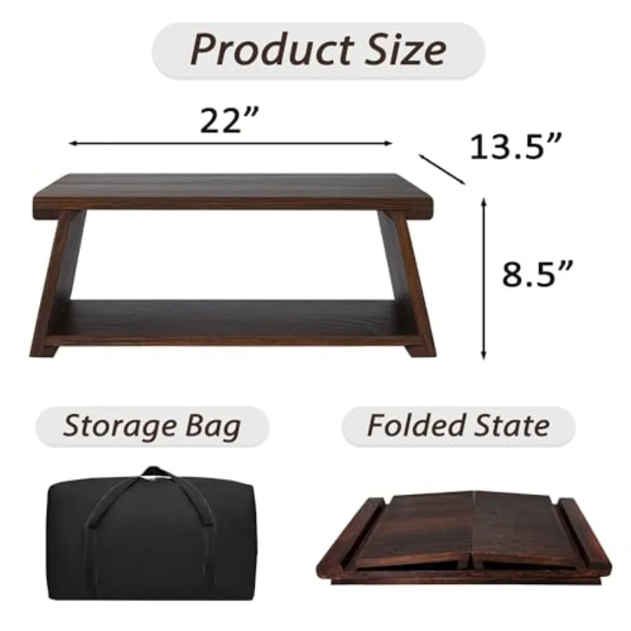 Japanese Low Floor Table Folding Coffee Tables22''x13.5'' Paulownia Wood Tables Tatami Tables Meditation Table Altar with Stora