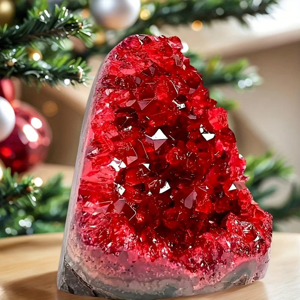 Wine Burgundy Duzy Geode Quartz Cluster High Quality Well-Finished Energy Healing Meditation Purification Stone Home Decoration