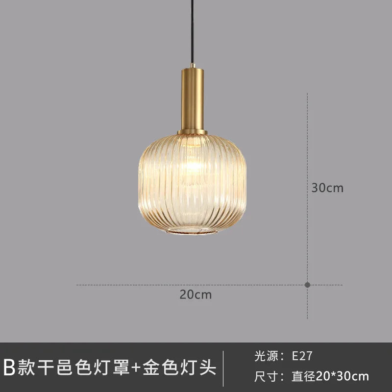 Dropshipping Glass Striped Pendant Lights Nordic loft Dining Room Kitchen Fixtures Ceiling Pendant Lamp Home Decor Hanging Lamp
