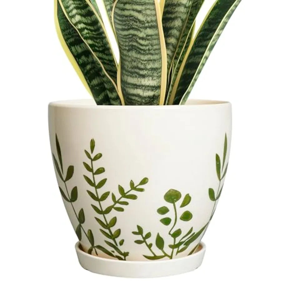 Ceramic Planter -.2 Plant Pot for Indoor Outdoor Plants Boho Round Ceramic Flower Pot with Drainage Hole and Saucer Gifts for P