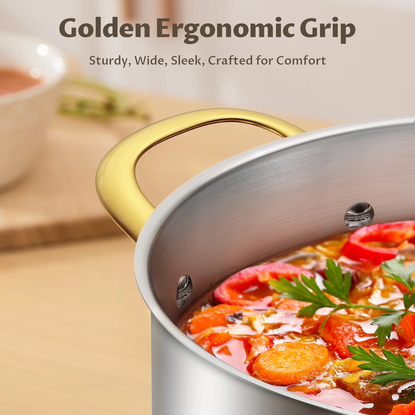 6/8/12 QT Stainless Steel Stockpot with Lid, Induction Compatible Cooking Pots, Triple-Layer Bottom for Even Heat, Pasta &