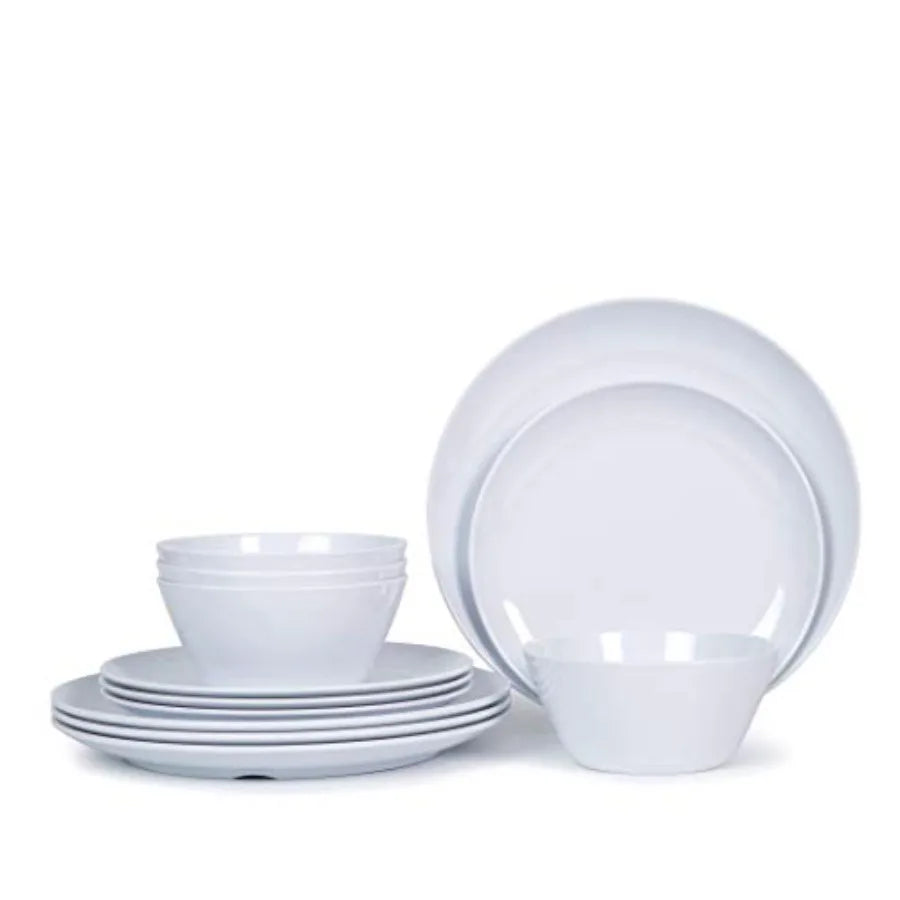 Melamine Dinnerware Sets18-piece Melamine Plates and Bowls Set Unbreakable Dishes Set for 6 Dishwasher Safe Indoor and Outdoor