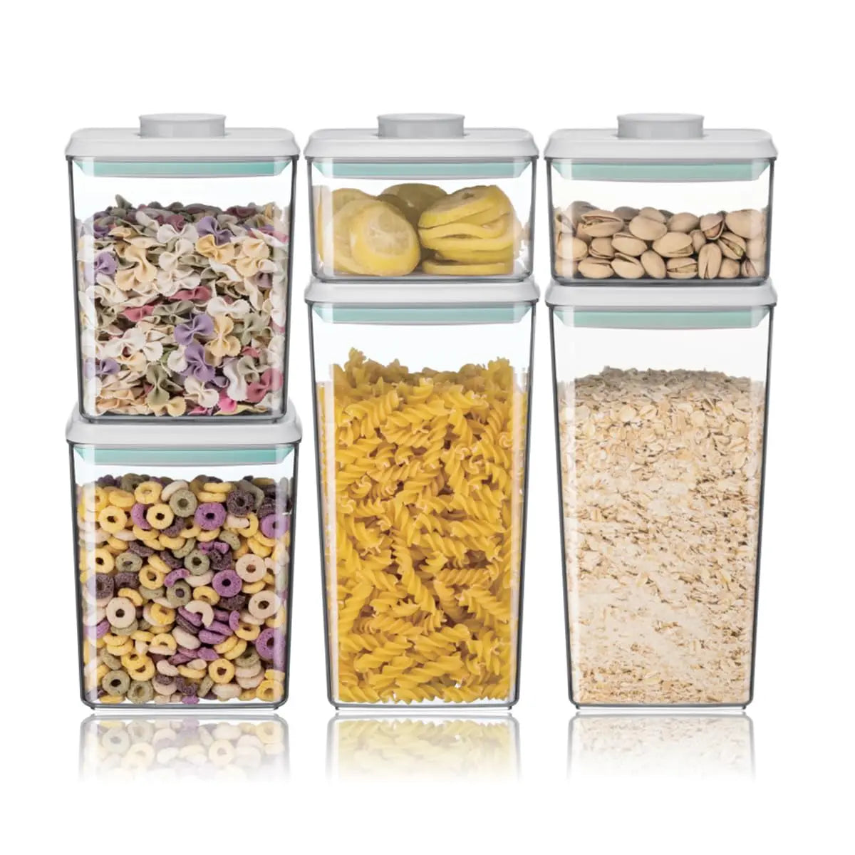 Ankou 6Pcs Airtight Food Storage Containers BPA-Free Pop Lids Stackable Kitchen Pantry Organizer for Cereal Flour Sugar