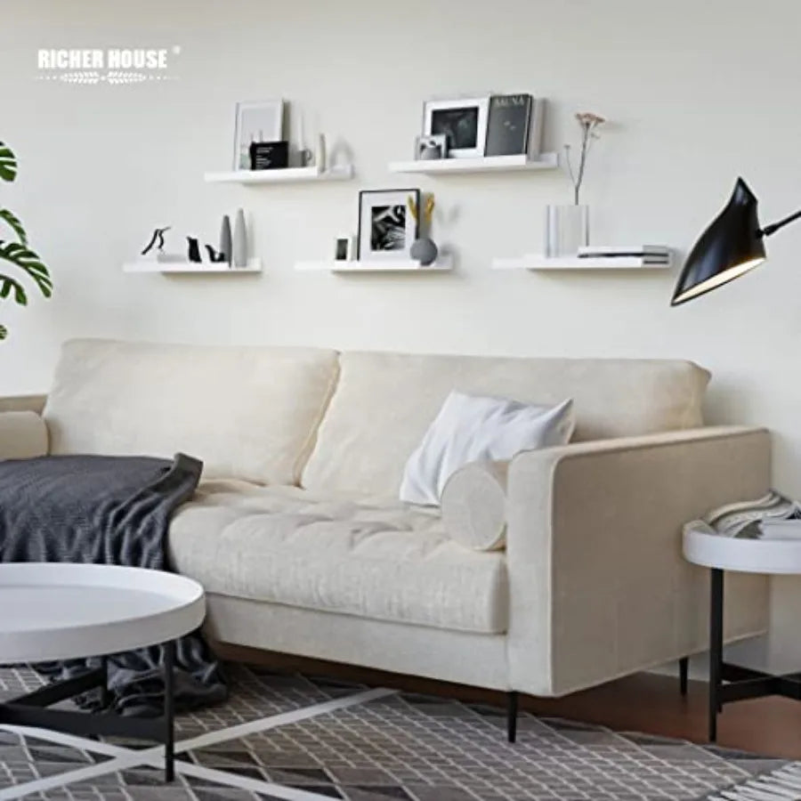 5 Set White Floating Shelves Wall Mounted Shelves for Wall Decor Modern Picture Ledge Shelf with Lip for Storage Nursery Bedroo