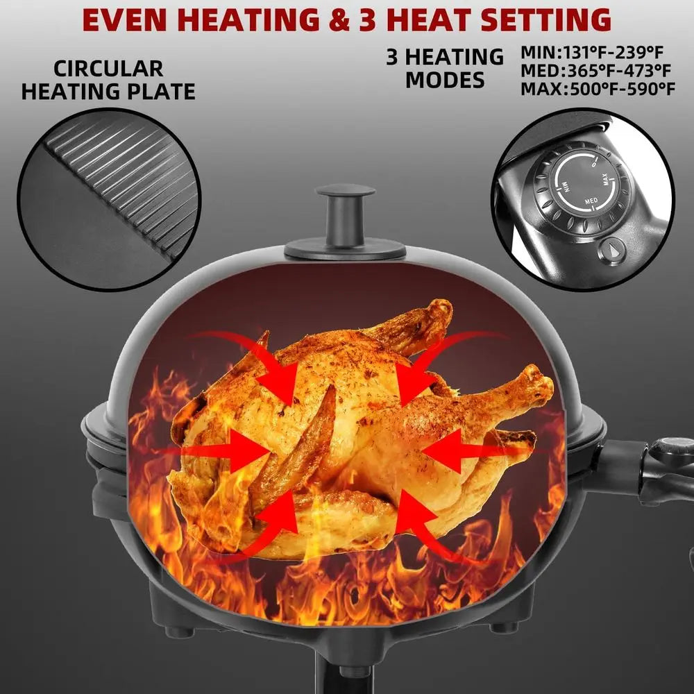 Electric Grill Outdoor/Indoor,Portable BBQ Grill with Nonstick Surface,200 Square Inches Indoor Electric Barburcue Grill with Ad