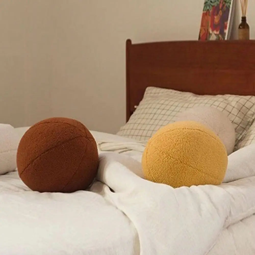 1pc Nordic Style Spherical Cushion Soft Fluffy Cushion Solid ColorPlush Sofa Throw Pillows Chair For Living Room