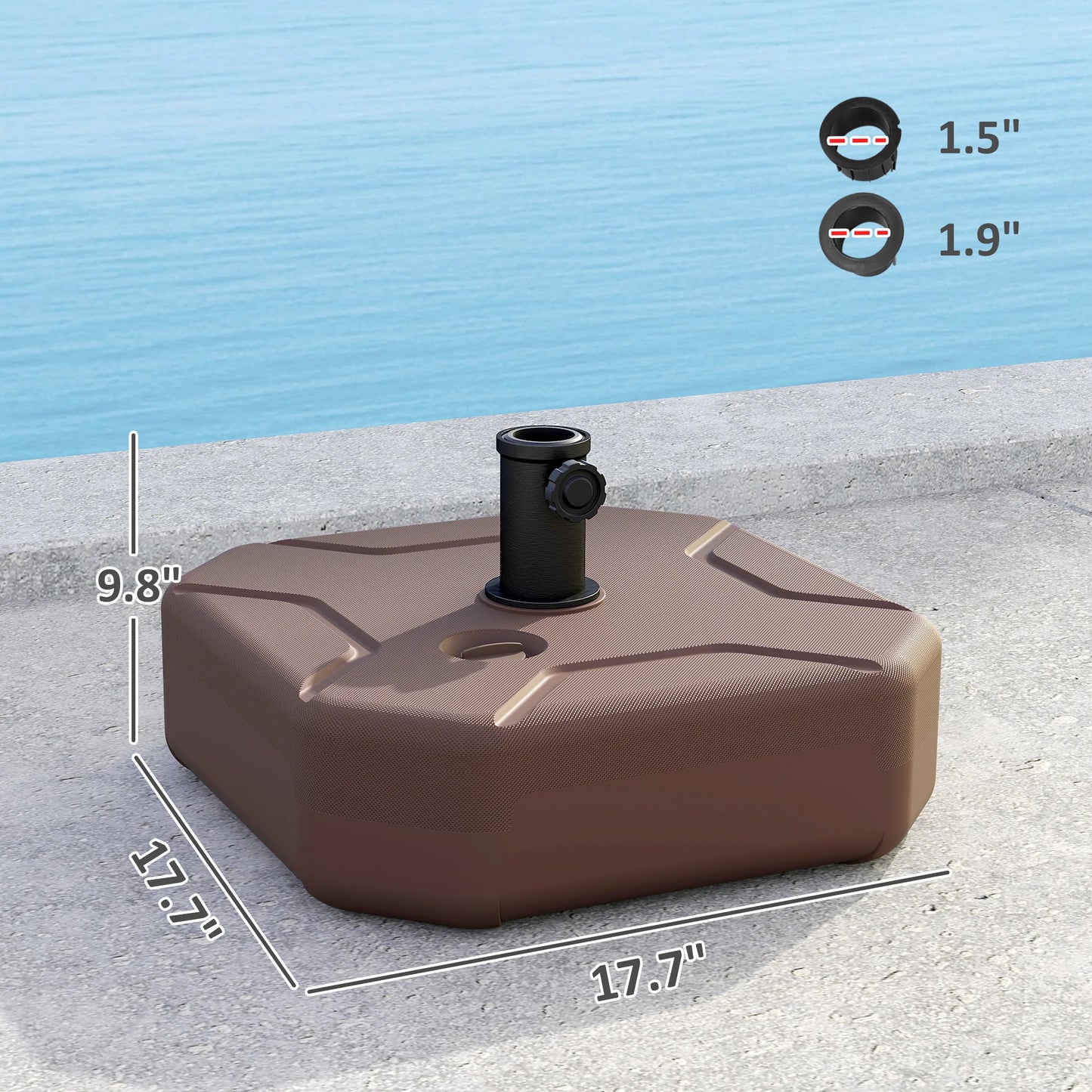 Heavy Duty Outdoor Umbrella Stand Base, Sand/Water Filled Umbrella Base, Brown