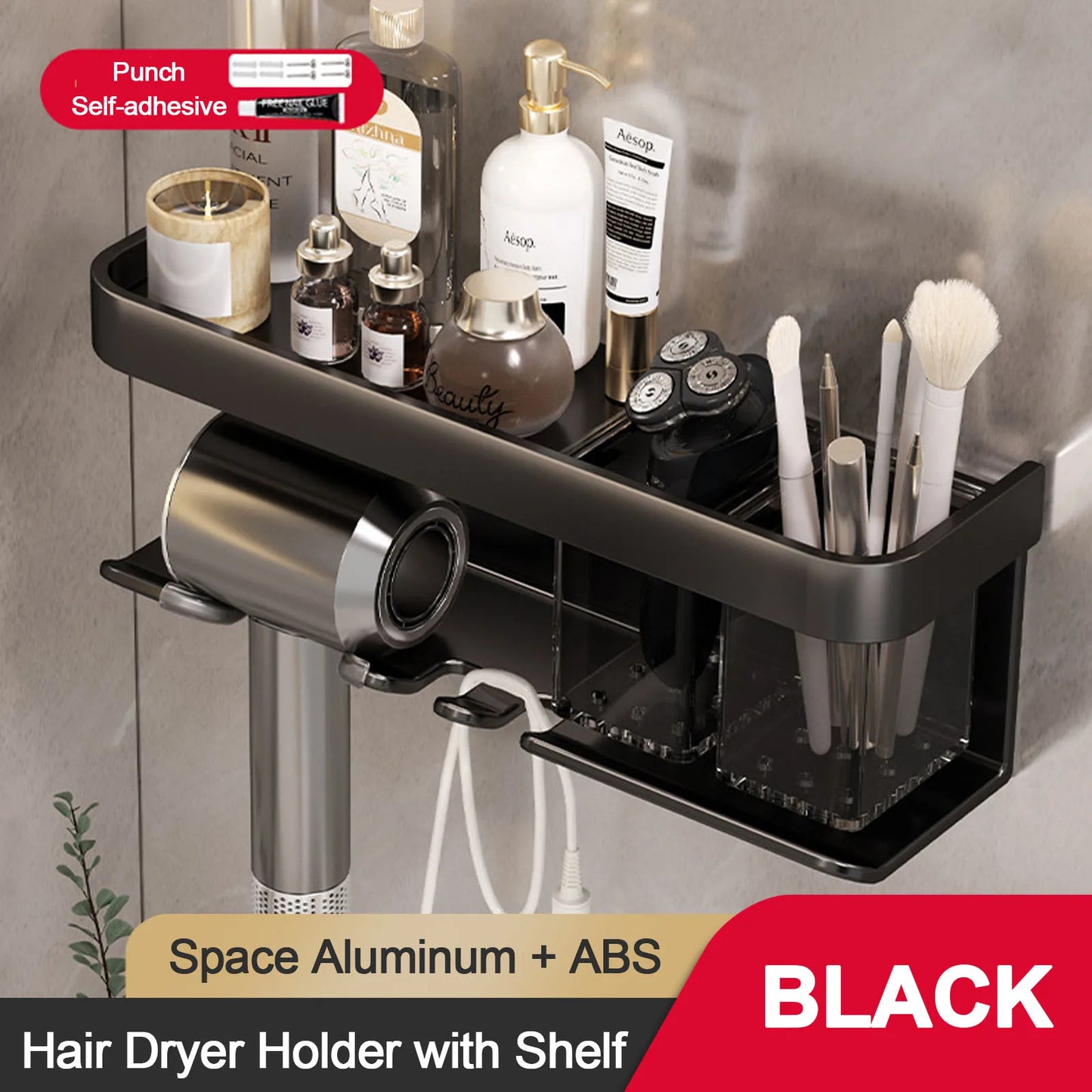 Hair Dryer Holder Wall Dryer Cradle Straightener Stand Hairdryer Organizer Box Toilet Blower Holder Shelf Bathroom Accessories