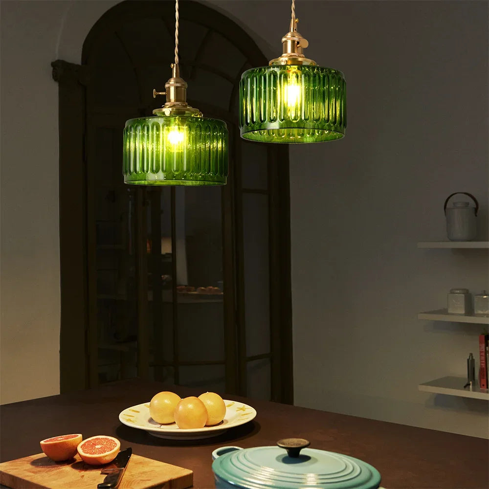 Led Crystal Pendant Light Green Chandelier Modern Hanging Ceiling Lamp Fixture Aisle Dining Room Kitchen Island Retro Home Decor