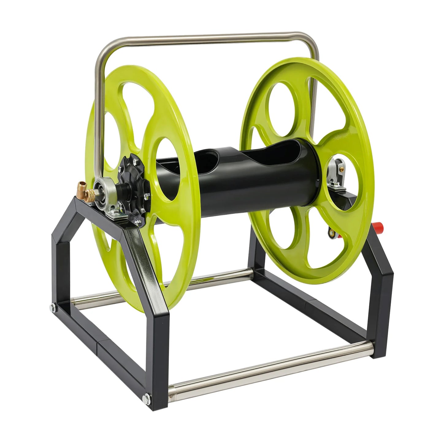 Garden Hose Reel, Metal Hose Reel, Water Hose Holder with 360° Swivel Nozzle & Crank Handle for Yard Lawn Patio Garden