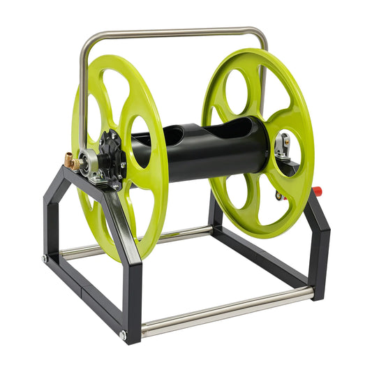 Garden Hose Reel, Metal Hose Reel, Water Hose Holder with 360° Swivel Nozzle & Crank Handle for Yard Lawn Patio Garden