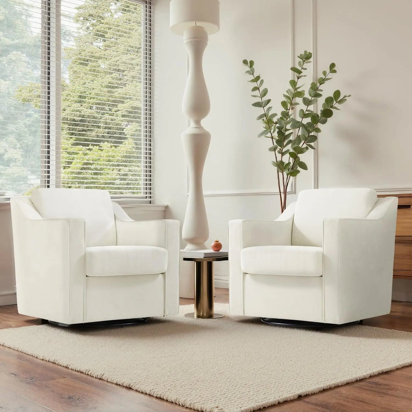 Swivel Chenille Accent Chair Set of 2, Modern Armrest Comfy Single Sofa for Living Room, Custom