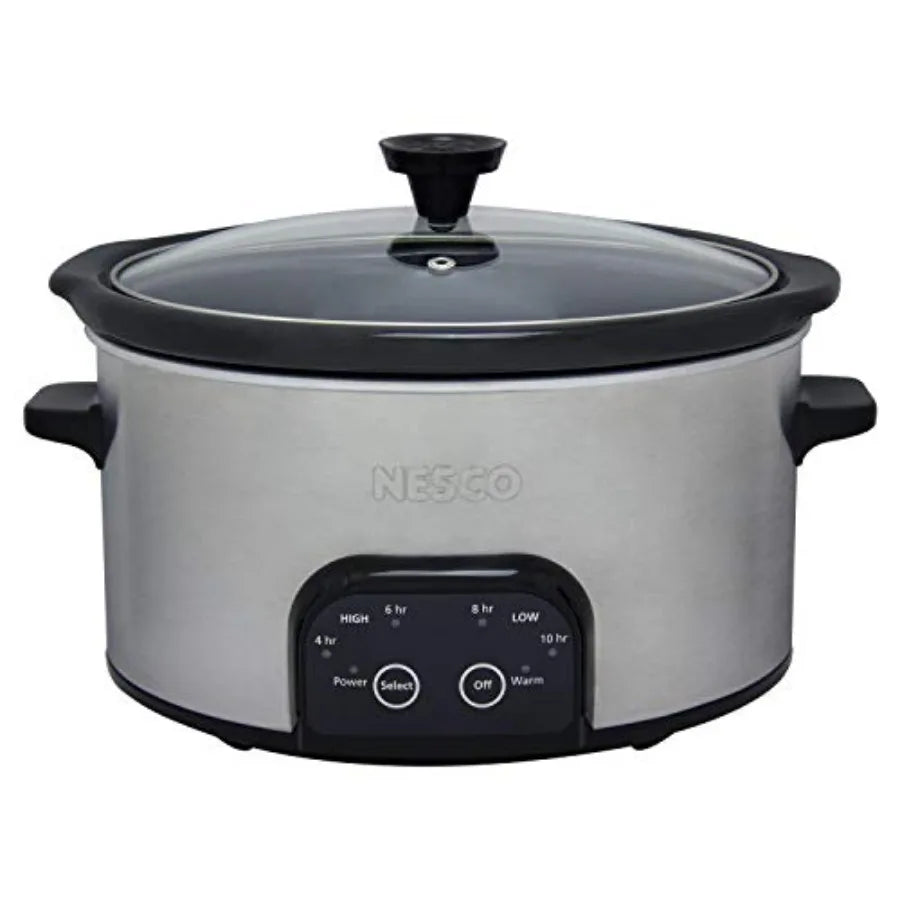 DSC-6-25 Digital Slow Cooker 6 Quart Silver Ideal for Busy Weeknights and Meal Prepping Features Precise Temperature Control En