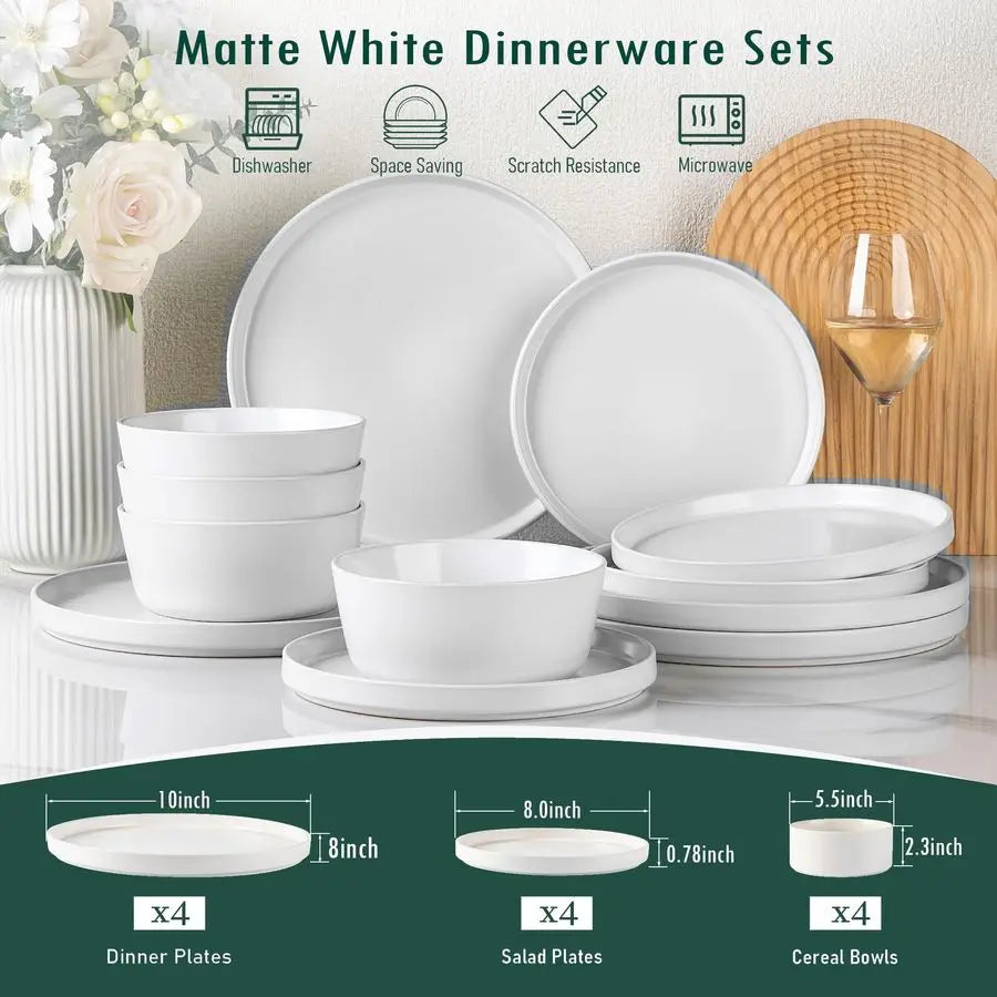 Ceramic Dinnerware Sets for 4,Stoneware Plates and Bowls Sets,Chip and Crack Resistant Dishwasher amp Microwave Safe Ceramic Dis