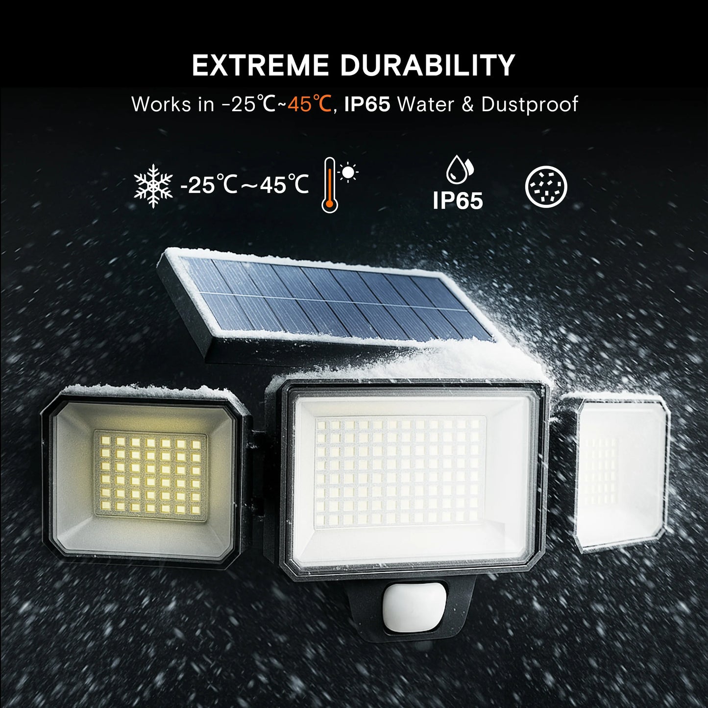 Solar Motion Sensor Light Outdoor, 3000LM 3-Head Solar Security Light with 270° Wide Angle Illumination, 200+LED Solar Wall Light for Porch Garage Yard Entrance, 3 Lighting Modes