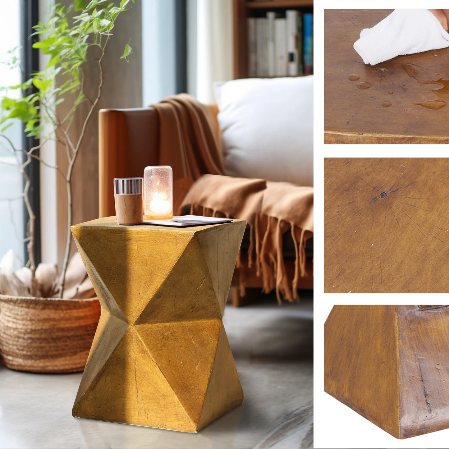 Modern Concrete Accent Side Table for Outdoor Patio Stylish End Table to Enhance Home Decor