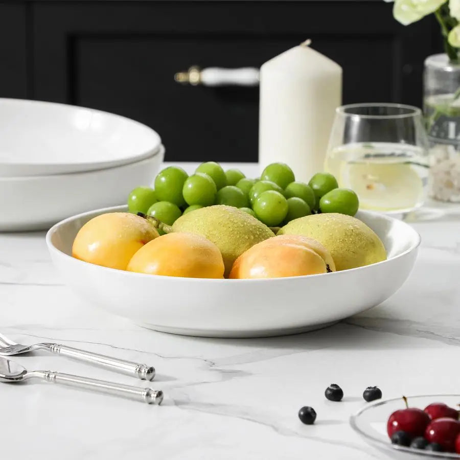 10 Large Pasta Bowls, 56 OZ White Salad Bowls Soup Bowls, Porcelain Serving Bowls Set of 4, Large Kitchen Bowl Plates Pasta Plat