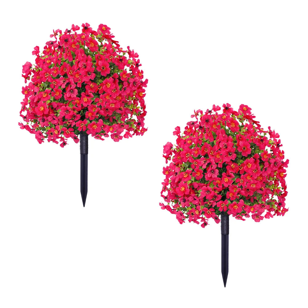 2Pcs Artificial Boxwood Topiary Ball Bushes, Anti-UV Outdoor Faux Shrubs with Ground Spike for Porch, Front Garden & Home Decor