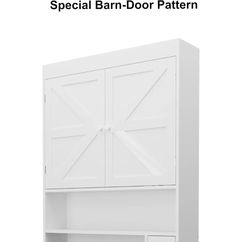 Over-The-Toilet Storage Cabinet with 2 Doors，Home Space-Saving Toilet Rack, Farmhouse Style for Bathroom, Restroom, Laundry