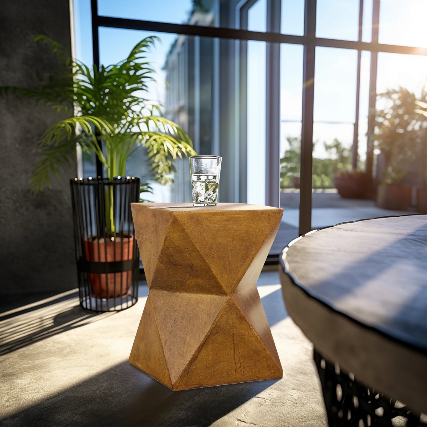 Modern Concrete Accent Side Table for Outdoor Patio Stylish End Table to Enhance Home Decor