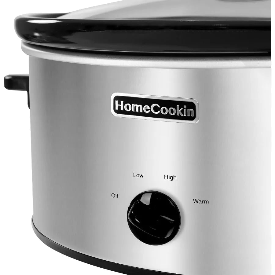 7 Quart Oval Manual Slow Cooker with Stainless Steel Construction and 3 Cooking Settings Ideal for Home Meal Preparation Extend