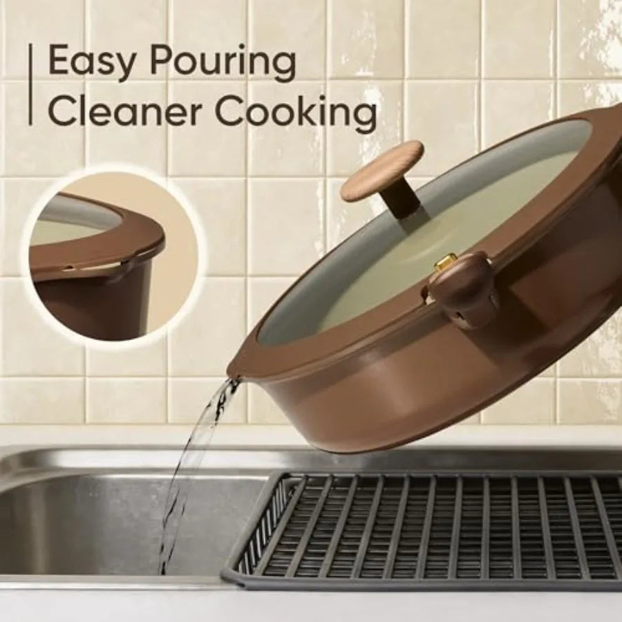 Ceramic Cookware Set, Pots and Pans Set Non Stick with Detachable Handle, RV Kitchen Cooking Set, Induction and Oven Safe, PFAS