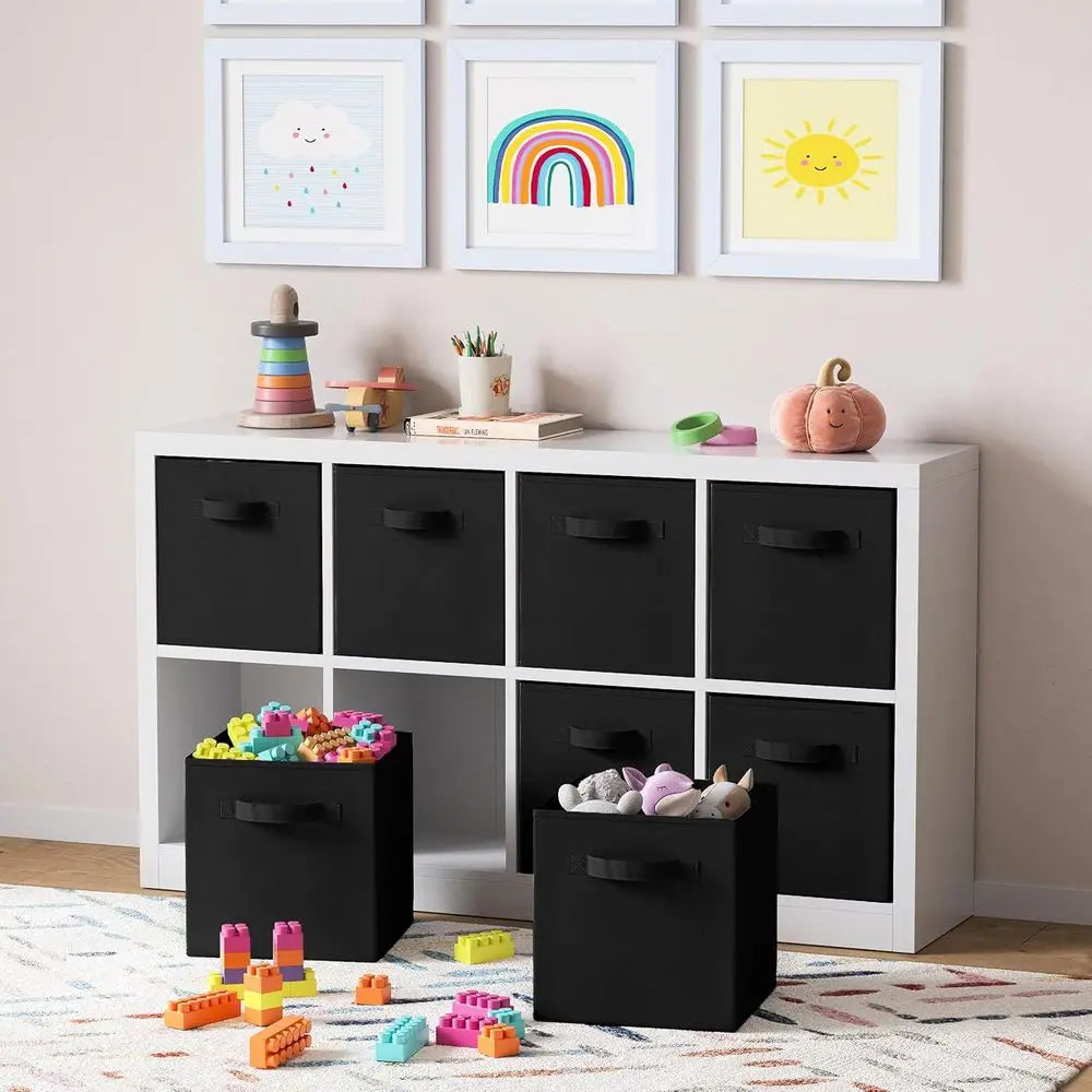 Storage Cubes Pack of 8 - Stand Size Cube Storage Bin 10.5x10.5x11 With Dual Handles or Easy Carrying Collapsible Fabric Storage