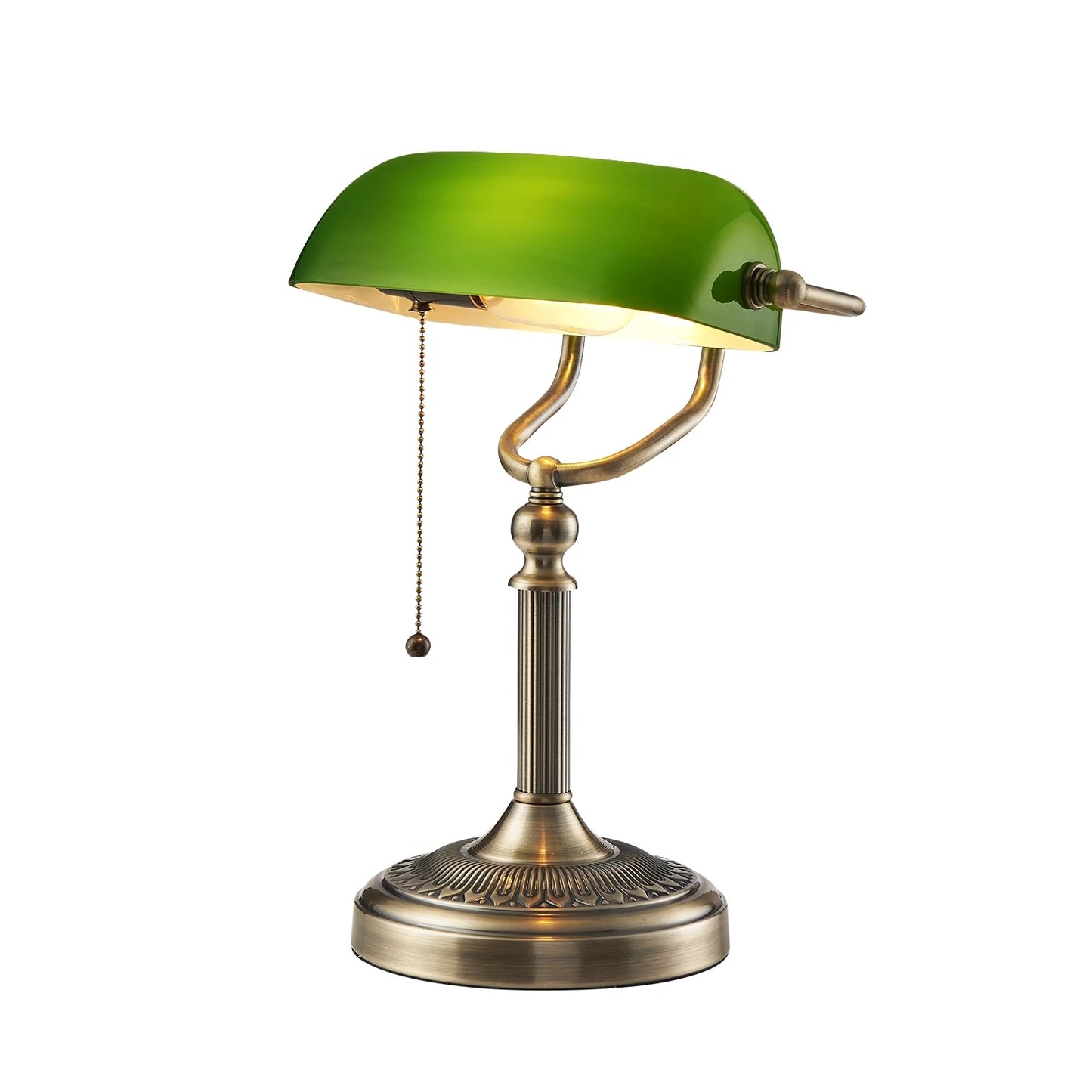 New plug-in table lamp emerald glass banker lamp with zipper switch E27/E26 living room bedroom bedside sofa library table lamp