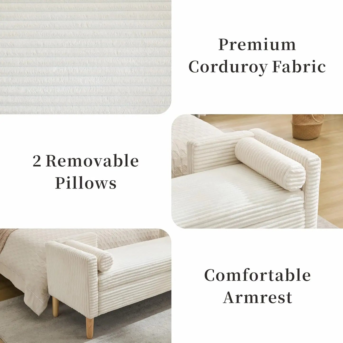 65.35" W Ottoman with Storage Bench for Bedroom End of Bed with Removable Pillows Upholstered Storage Ottoman Bench, Customized