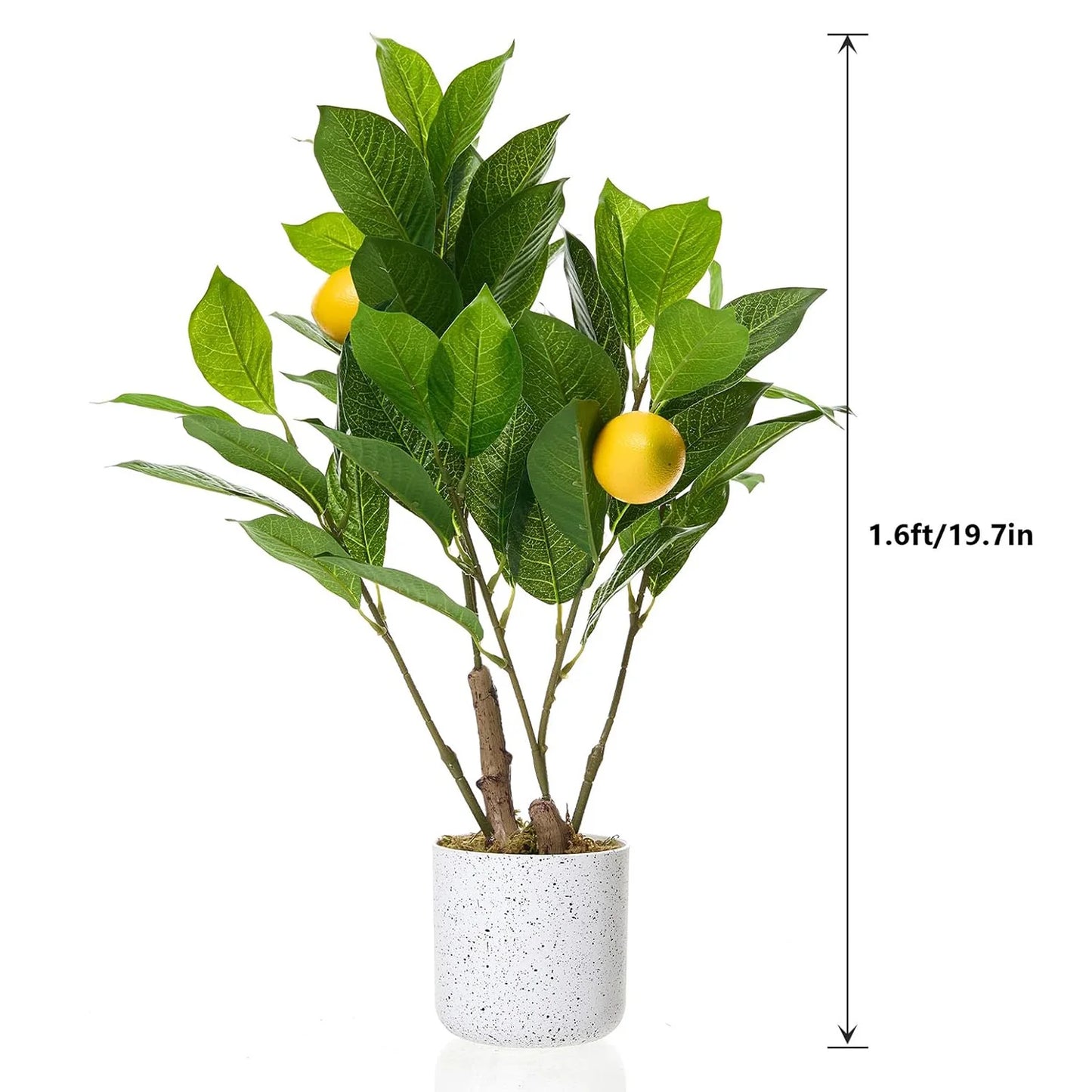 2 Pcs Artificial Lemon Tree 19.7" Fake Artificial Potted Plants Faux Lemon Tree with Pot Faux Plants Indoor for Home Kitchen