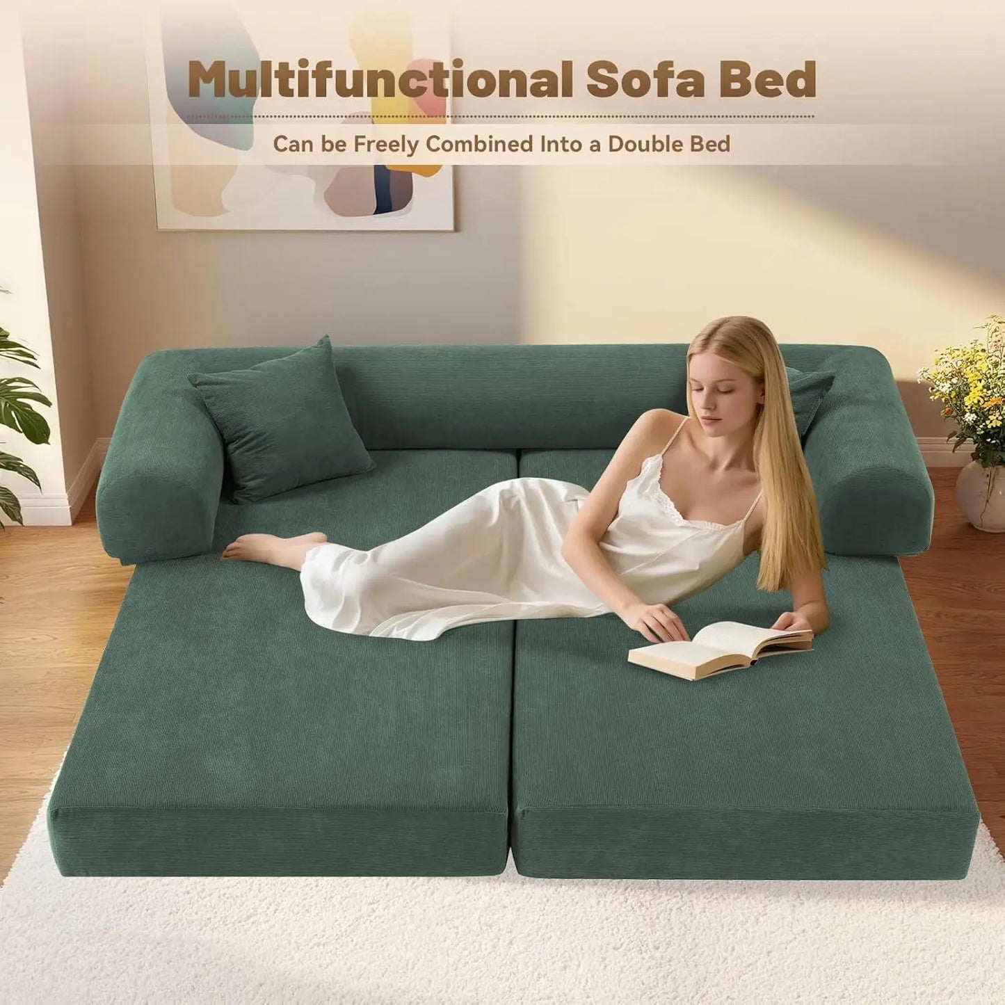 Convertible Futon Sofa Bed,80" Folding Pull Out Couch Bed with Storage,Queen Sleeper Sofa Bed,Compressed Couch, Customized