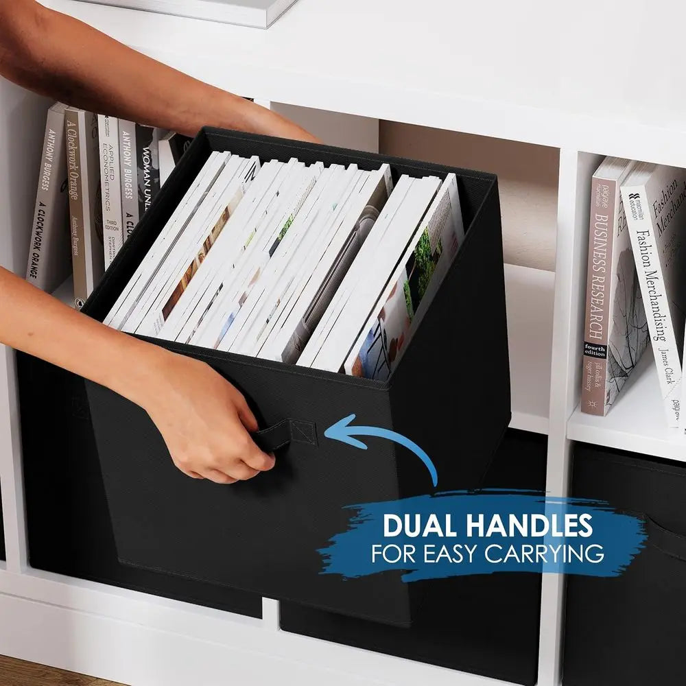 Storage Cubes Pack of 8 - Stand Size Cube Storage Bin 10.5x10.5x11 With Dual Handles or Easy Carrying Collapsible Fabric Storage