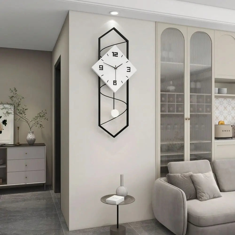 Decorative Modern Wall Clock,Silent Non-Ticking Quality Quartz Movement Battery Operated,Large Metal White Wall Clocks For Livi