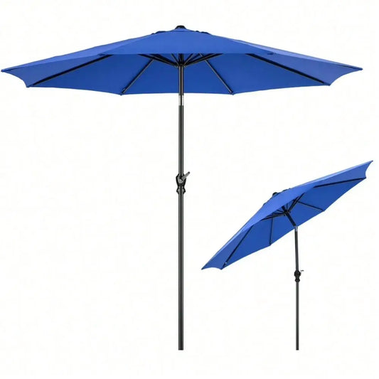 9FT Outdoor Patio Umbrella Outdoor Table Umbrella With Push Button Tilt And Crank, Market Umbrella 8 Sturdy Ribs UV Protection