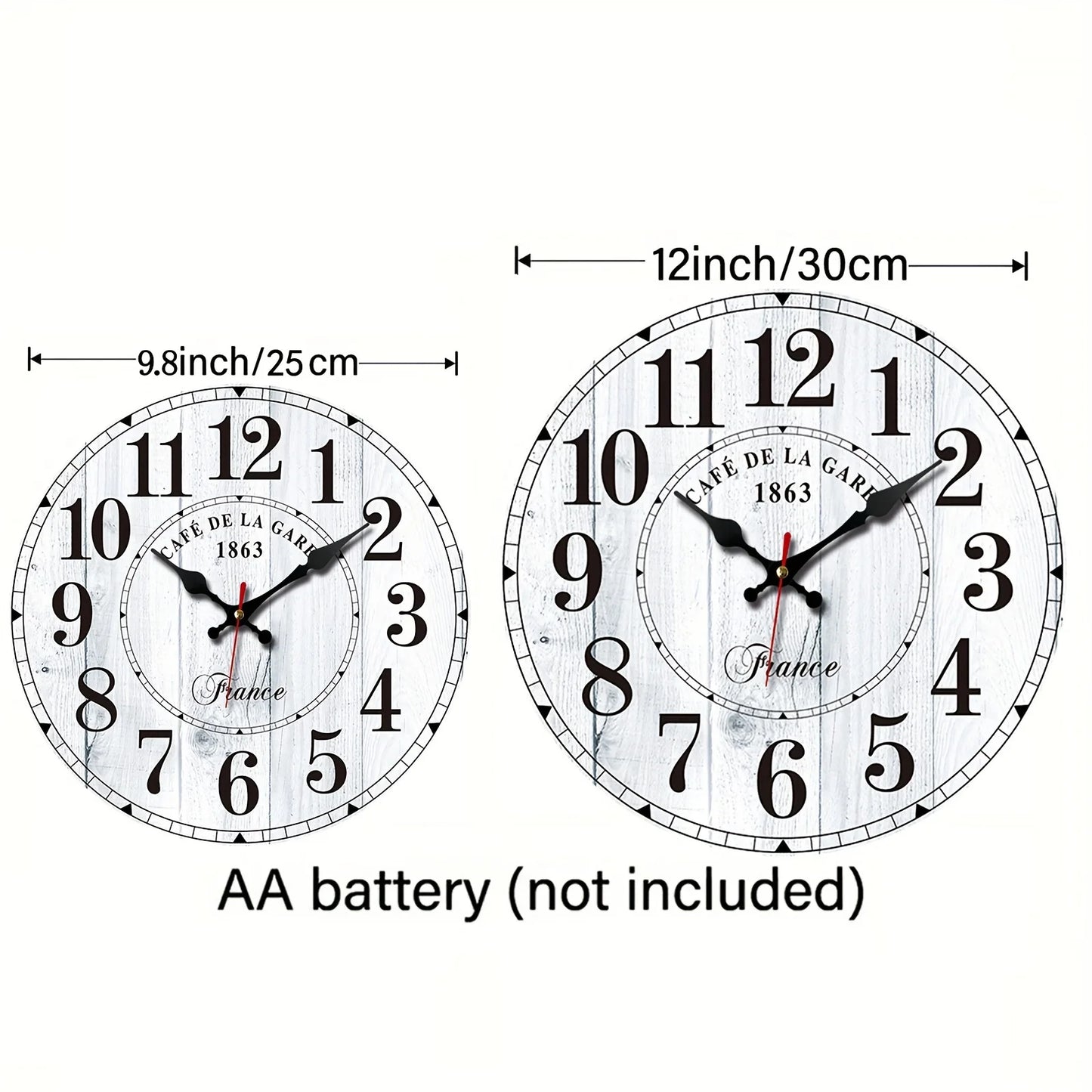 A Round Wooden Wall Clock, Retro Wood Grain Minimalist Large Number Creative Wall Clock, Suitable for Bedroom Living Room Office