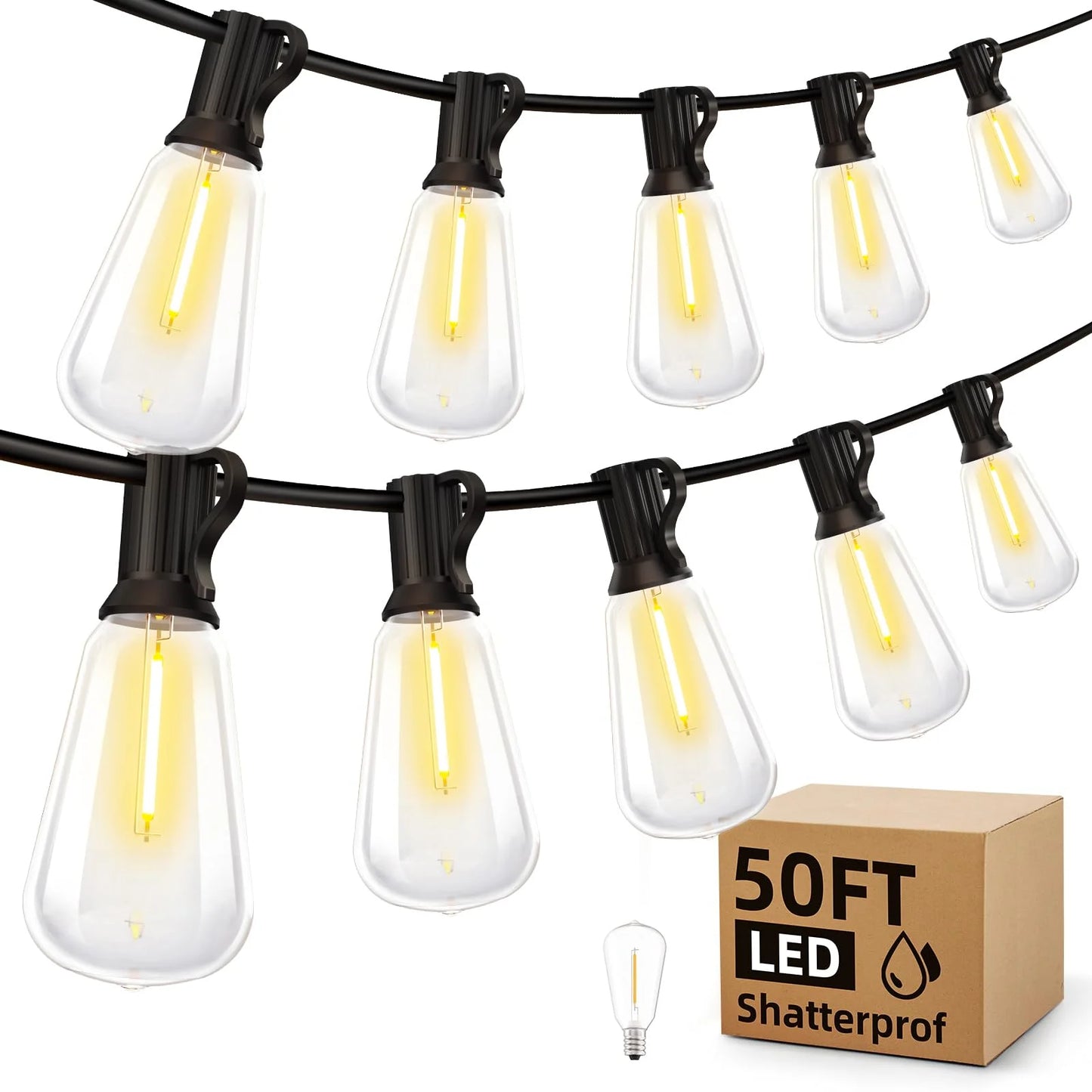 200FT LED ST38 Ball String Lights Waterproof Outdoor Garden Garland String Lights Terrace Garden Pub Christmas Party Decoration